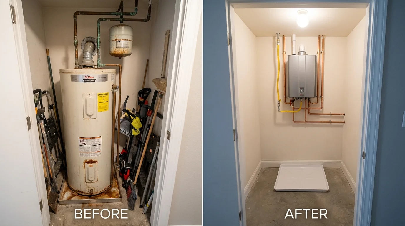 Tank water heater versus wall-mounted tankless unit comparison for Inwood, WV homeowners